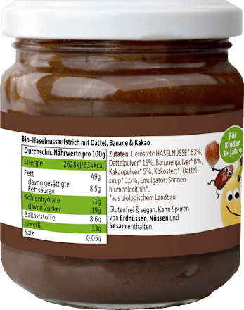 Haselnussmus Datteln, Banane & Kakao, ab 3 Jahren  Freche Freunde
