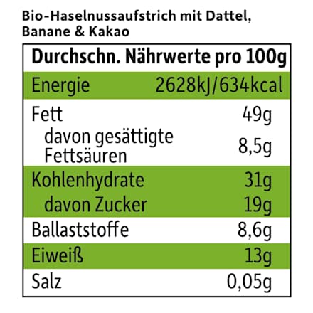 Haselnussmus Datteln, Banane & Kakao, ab 3 Jahren  Freche Freunde