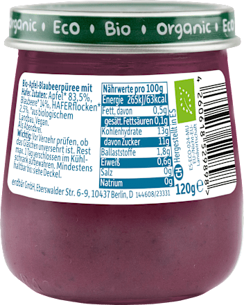 Abendbrei Apfel, Blaubeere mit Hafer, ab dem 6.Monat  Freche Freunde