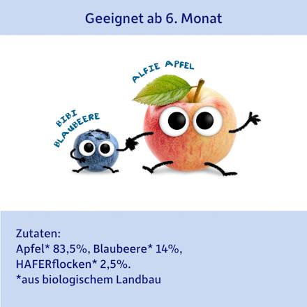 Abendbrei Apfel, Blaubeere mit Hafer, ab dem 6.Monat  Freche Freunde