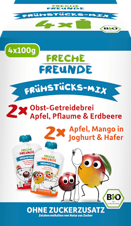 Quetschie Frühstücks-Mix, ab 10 Monaten (4x100 g) Freche Freunde
