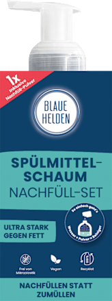 Spülmittelschaum Power-Pulver Starterset Blaue Helden
