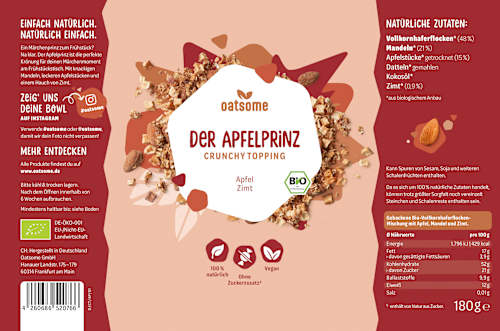Crunchy Topping, "Der Apfelprinz" Apfel Zimt oatsome