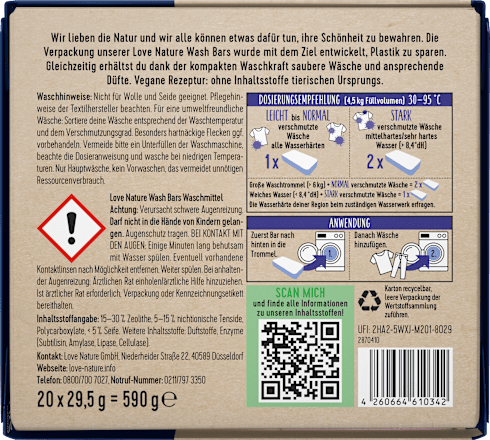 Vollwaschmittel Wash Bars alpine fresh Love Nature