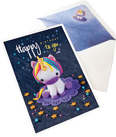 Grußkarte Geburtstag 3D Einhorn CACTUS