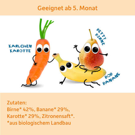 Früchte Birne, Banane & Karotte, ab dem 5. Monat Freche Freunde
