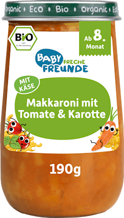 Menü Makkaroni mit Tomate & Karotte ab dem 8. Monat Freche Freunde