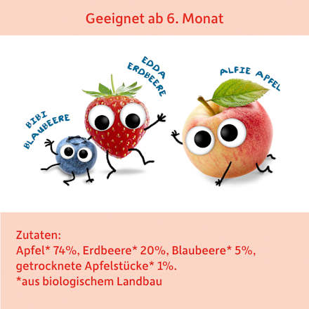 Früchte Apfel, Erdbeere & Blaubeere, ab dem 6. Monat Freche Freunde