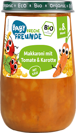 Menü Makkaroni mit Tomate & Karotte ab dem 8. Monat Freche Freunde