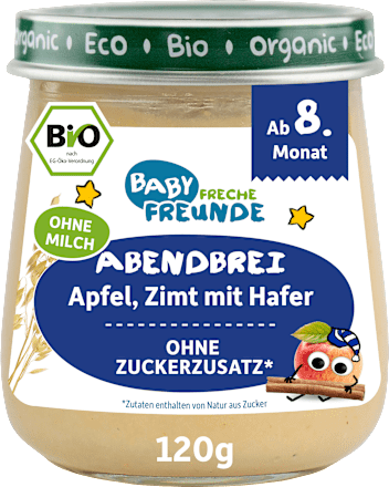 Abendbrei Apfel, Zimt mit Hafer, ab dem 8.Monat Freche Freunde