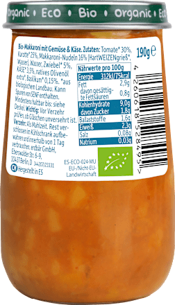 Menü Makkaroni mit Tomate & Karotte ab dem 8. Monat Freche Freunde