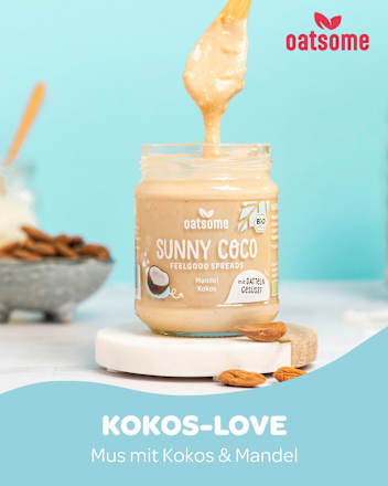 Mandelmus, "Sunny Coco" Feelgood Spreads, Mandel Kokos oatsome