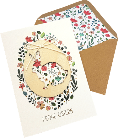 Grußkarte Ostern Holzhase CACTUS