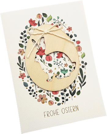 Grußkarte Ostern Holzhase CACTUS