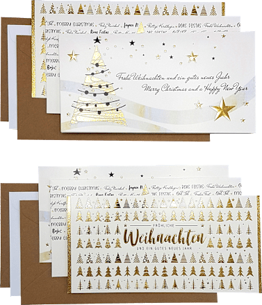 Grußkarten-Set mit Weihnachtsmotiven in gold  CACTUS