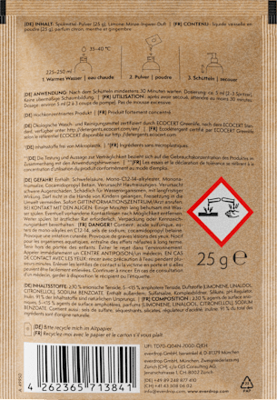 Spülmittel Pulver Limone, Minze und Ingwer everdrop