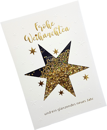 Grußkarte Premium Silber X-MAS Schüttel Stern  CACTUS