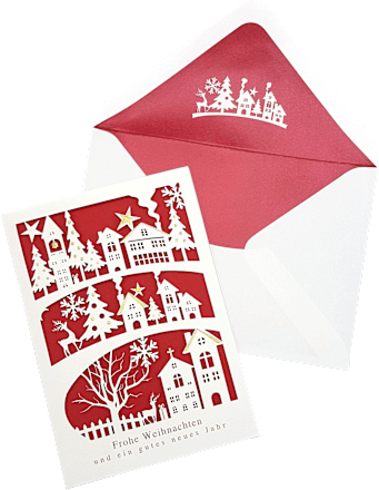 Grußkarte Premium Silber X-MAS Lasercut Landschaft  CACTUS