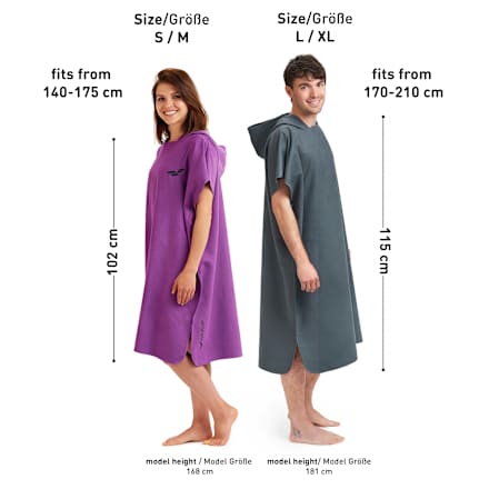 Badetuch Poncho marineblau aus Mikrofaser Gr. M FIT-FLIP