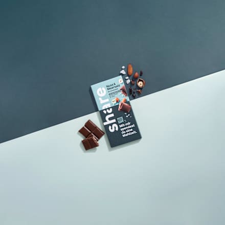 Schokolade, Nuss & Meersalz 55 % Kakao share