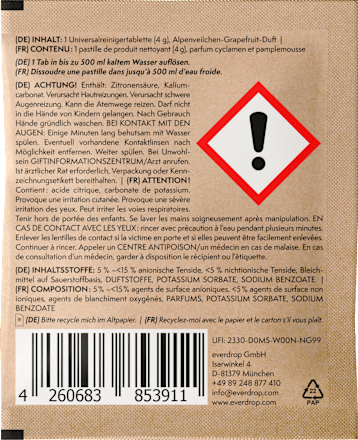 Allzweckreiniger Tabs Alpenveilchen & Grapefruit Nachfüllpack everdrop