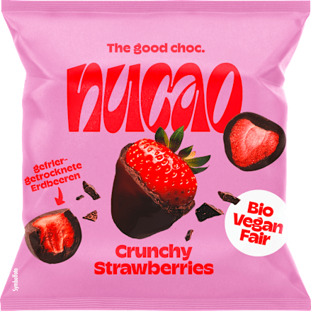 nucaoTrockenfrüchte, Crunchy Strawberries, Erdbeeren mit Schokolade, 50 g