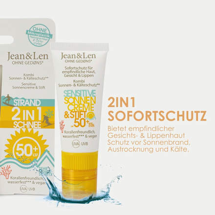 Sonnenschutz Kombi Gesicht Creme & Stift, LSF 50+ Jean&Len