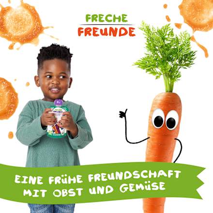 Quetschie Apfel, Blaubeere mit Karotte ab 6 Monaten Freche Freunde