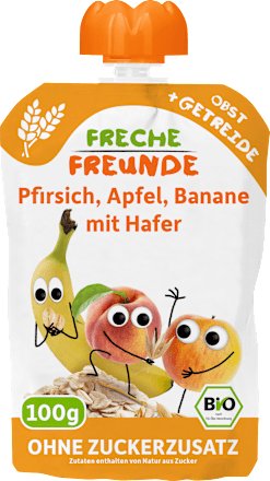 Quetschie Apfel, Erdbeere, Himbeere mit Grieß Freche Freunde