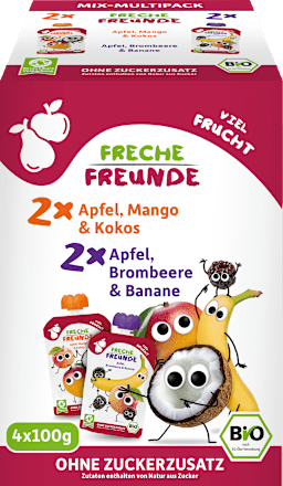 Quetschie viel Frucht, ab 6 Monaten, (4x100 g) Freche Freunde