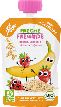 Quetschie Banane, Erdbeere mit Hafer & Quinoa ab 6 Monaten Freche Freunde