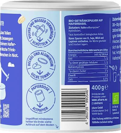Haferdrink Pulver Konzentrat Natur share