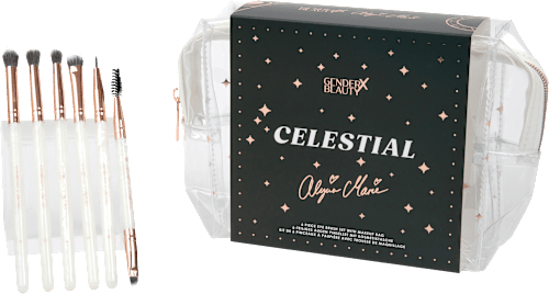Pinselset Celestial by Alycia Marie 6tlg mit Kosmetiktasche  Gender X Beauty