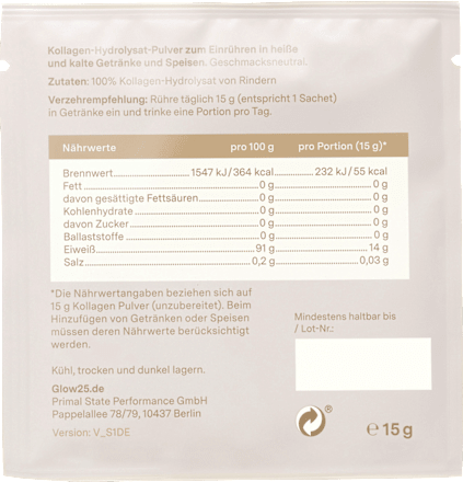 Kollagen Pulver Sachets 10 St à 15 g Glow25