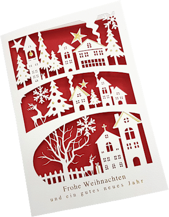 Grußkarte Premium Silber X-MAS Lasercut Landschaft  CACTUS