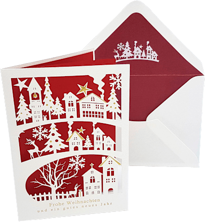 Grußkarte Premium Silber X-MAS Lasercut Landschaft  CACTUS