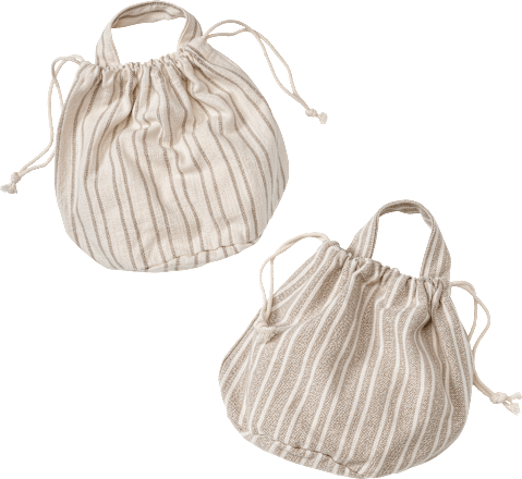 Stoffbeutel-Set mit Henkel/Kordelzug aus Bio-Baumwolle, Streifen/natur (32x24x20 cm) Vito & Joe