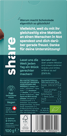 Schokolade, Nuss & Meersalz 55 % Kakao share