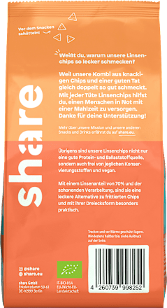 Linsenchips, gesalzen mit schwarzem Reis share