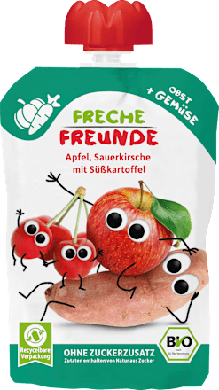 Quetschie Apfel, Sauerkirsche mit Süßkartoffel ab 6 Monaten  Freche Freunde