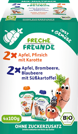 Quetschie Obst & Gemüse ab 6 Monaten, (4x100 g) Freche Freunde