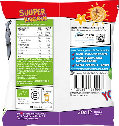 Kindersnack Knusperkugeln Apfel & Vanille Freche Freunde