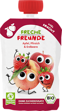 Quetschie Apfel, Pfirsich & Erdbeere ab 6 Monaten Freche Freunde