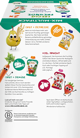 Quetschie Obst & Gemüse ab 6 Monaten, (4x100 g) Freche Freunde