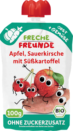 Quetschie Apfel, Sauerkirsche mit Süßkartoffel ab 6 Monaten  Freche Freunde
