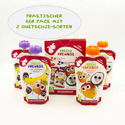 Quetschie viel Frucht, ab 6 Monaten, (4x100 g) Freche Freunde