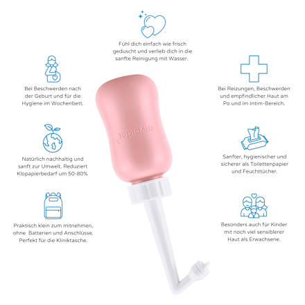 Po- und Intimdusche Rosé, inkl. Reisebeutel und Deckel mybidet