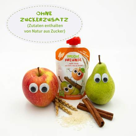 Quetschie Apfel, Birne mit Zimt, Reis & Dinkel ab 6 Monaten  Freche Freunde