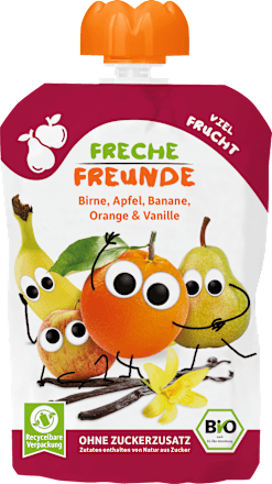 Quetschie Birne, Apfel, Banane, Orange & Vanille ab 8 Monaten  Freche Freunde