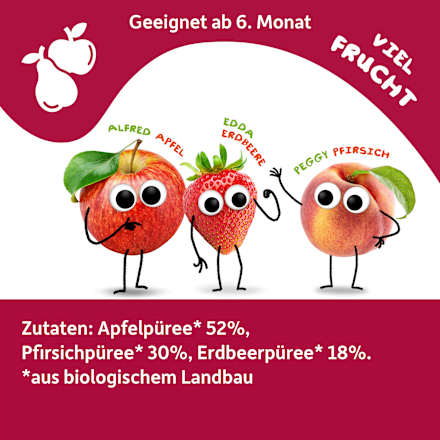 Quetschie Apfel, Pfirsich & Erdbeere ab 6 Monaten Freche Freunde